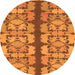 Round Machine Washable Abstract Orange Modern Area Rugs, wshabs1197org