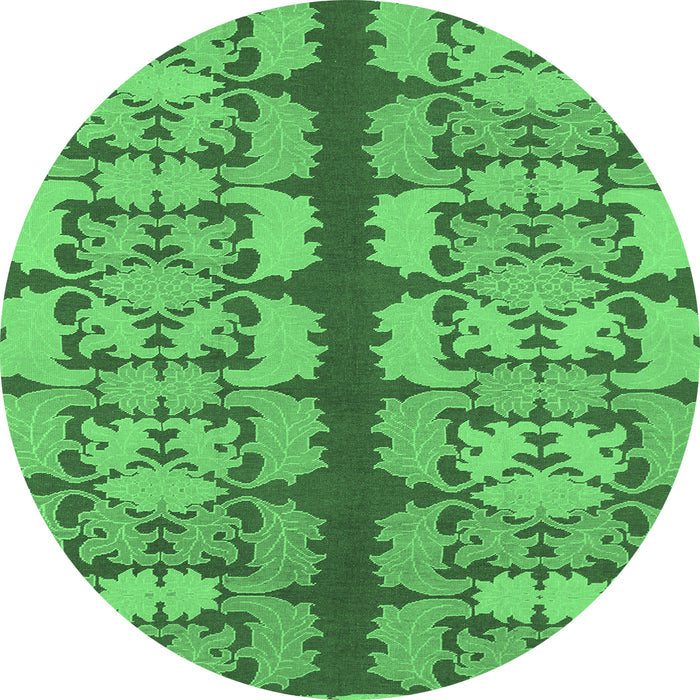 Round Abstract Emerald Green Modern Rug, abs1197emgrn