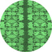 Round Abstract Emerald Green Modern Rug, abs1197emgrn