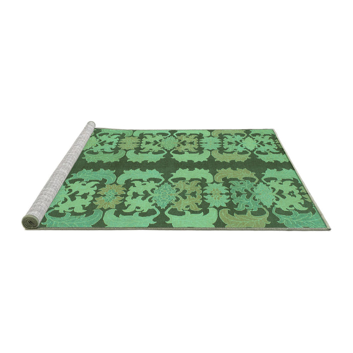Sideview of Machine Washable Abstract Turquoise Modern Area Rugs, wshabs1197turq