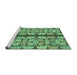 Sideview of Machine Washable Abstract Turquoise Modern Area Rugs, wshabs1197turq