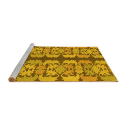 Sideview of Machine Washable Abstract Yellow Modern Rug, wshabs1197yw