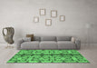 Machine Washable Abstract Emerald Green Modern Area Rugs in a Living Room,, wshabs1197emgrn