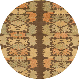 Round Abstract Yellow Modern Rug, abs1197