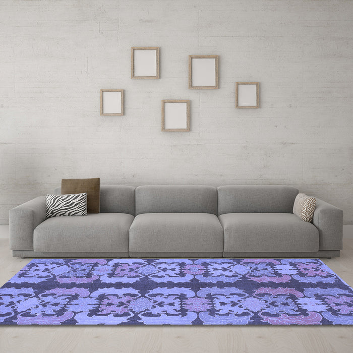 Machine Washable Abstract Blue Modern Rug in a Living Room, wshabs1197blu