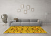 Machine Washable Abstract Yellow Modern Rug in a Living Room, wshabs1197yw