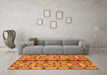 Machine Washable Abstract Orange Modern Area Rugs in a Living Room, wshabs1197org