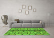 Machine Washable Abstract Green Modern Area Rugs in a Living Room,, wshabs1197grn