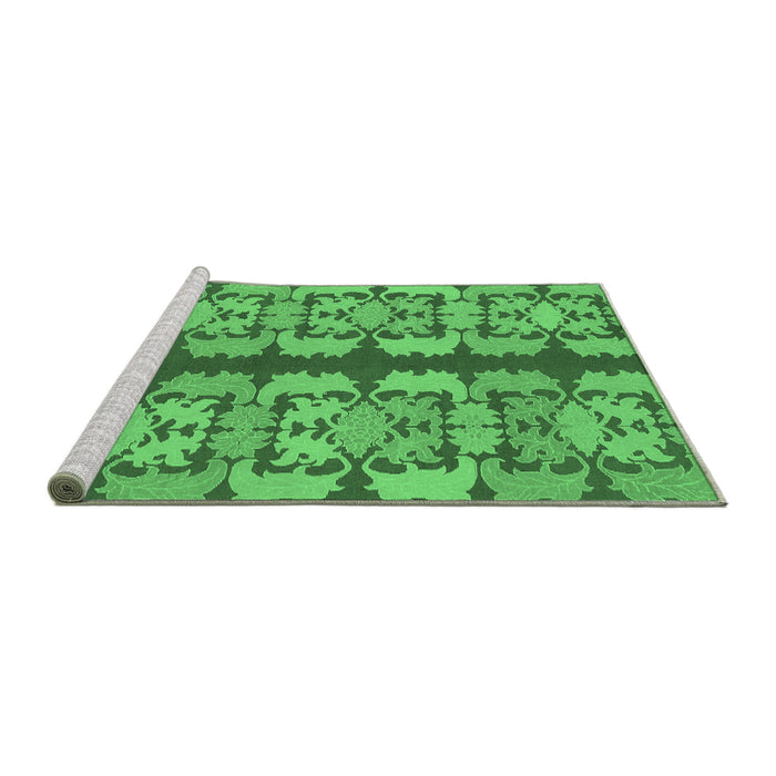 Sideview of Machine Washable Abstract Emerald Green Modern Area Rugs, wshabs1197emgrn