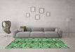 Machine Washable Abstract Turquoise Modern Area Rugs in a Living Room,, wshabs1197turq