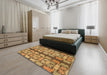 Abstract Yellow Modern Rug in a Bedroom, abs1197