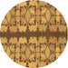 Round Abstract Brown Modern Rug, abs1197brn