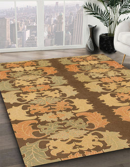 Machine Washable Abstract Yellow Rug in a Family Room, wshabs1197