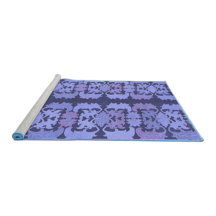 Sideview of Machine Washable Abstract Blue Modern Rug, wshabs1197blu