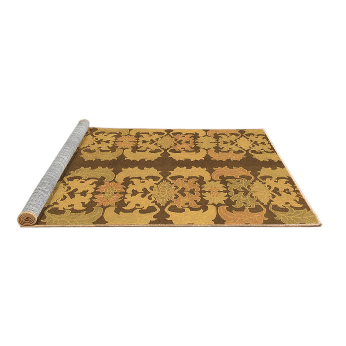 Sideview of Machine Washable Abstract Brown Modern Rug, wshabs1197brn