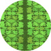 Round Abstract Green Modern Rug, abs1197grn