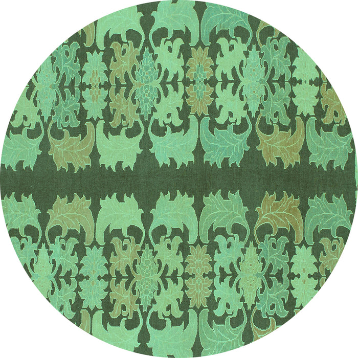 Round Abstract Turquoise Modern Rug, abs1197turq