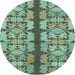 Round Abstract Light Blue Modern Rug, abs1197lblu