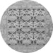 Round Machine Washable Oriental Gray Traditional Rug, wshabs1198gry