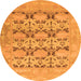 Round Machine Washable Oriental Orange Traditional Area Rugs, wshabs1198org