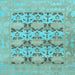 Square Oriental Light Blue Traditional Rug, abs1198lblu