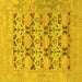 Square Machine Washable Oriental Yellow Traditional Rug, wshabs1198yw