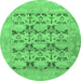 Round Oriental Emerald Green Traditional Rug, abs1198emgrn