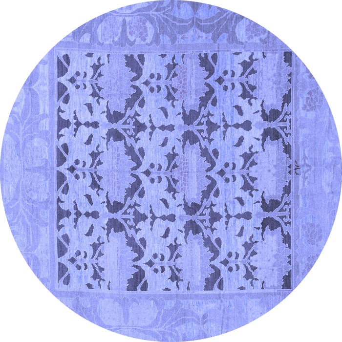 Round Oriental Blue Traditional Rug, abs1198blu