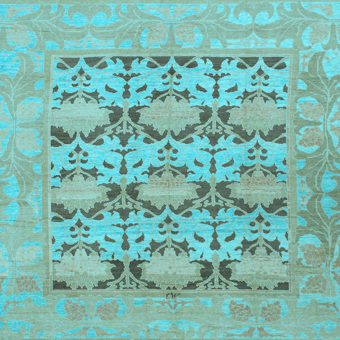 Square Machine Washable Oriental Light Blue Traditional Rug, wshabs1198lblu