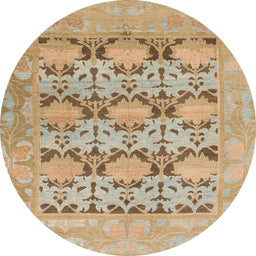 Round Machine Washable Abstract Brown Sugar Brown Rug, wshabs1198