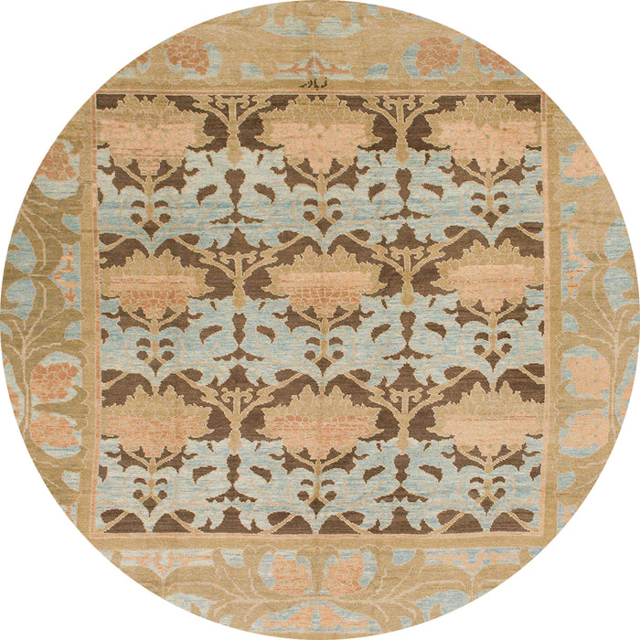 Round Abstract Brown Oriental Rug, abs1198