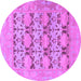 Round Oriental Purple Traditional Rug, abs1198pur