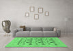 Machine Washable Oriental Emerald Green Traditional Area Rugs in a Living Room,, wshabs1198emgrn