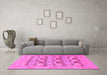 Machine Washable Oriental Pink Traditional Rug in a Living Room, wshabs1198pnk