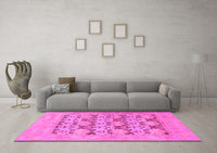 Machine Washable Oriental Pink Traditional Rug, wshabs1198pnk