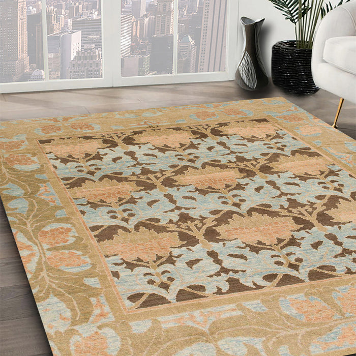 Machine Washable Abstract Brown Sugar Brown Rug in a Family Room, wshabs1198