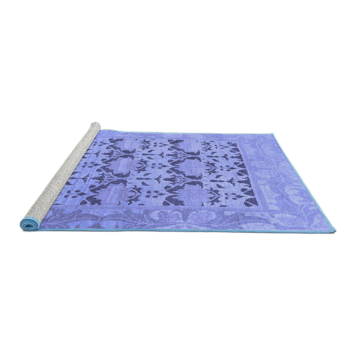 Sideview of Machine Washable Oriental Blue Traditional Rug, wshabs1198blu