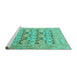 Sideview of Machine Washable Oriental Turquoise Traditional Area Rugs, wshabs1198turq