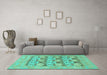 Machine Washable Oriental Turquoise Traditional Area Rugs in a Living Room,, wshabs1198turq