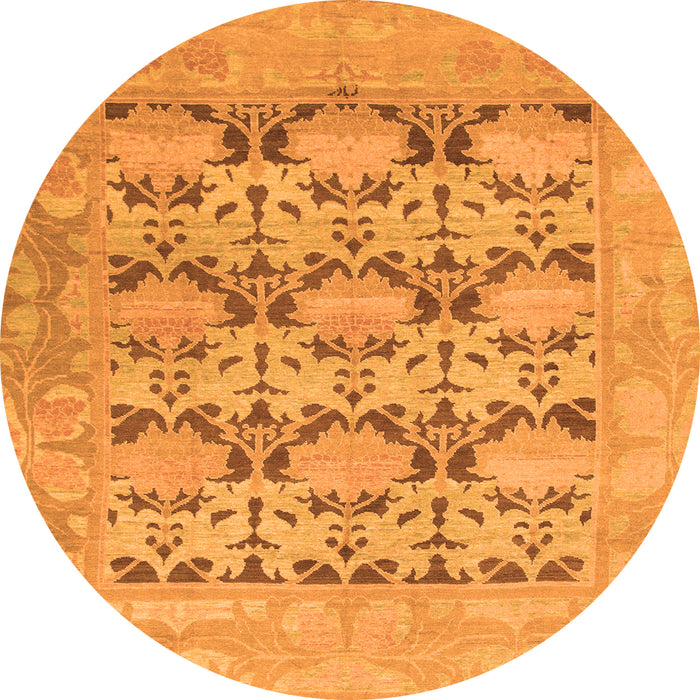 Round Oriental Orange Traditional Rug, abs1198org