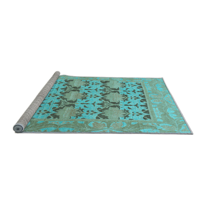 Sideview of Machine Washable Oriental Light Blue Traditional Rug, wshabs1198lblu
