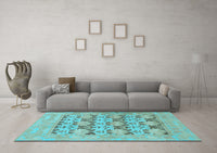 Machine Washable Oriental Light Blue Traditional Rug, wshabs1198lblu