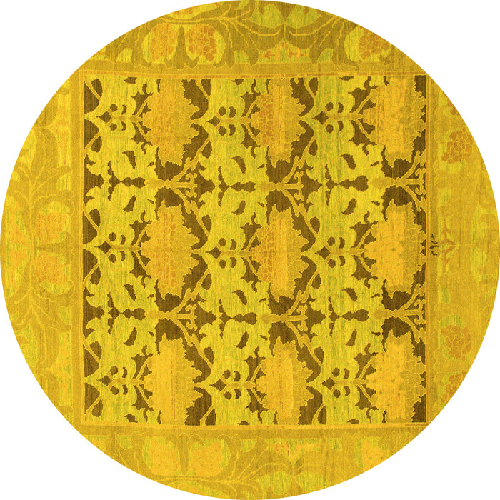 Round Oriental Yellow Traditional Rug, abs1198yw