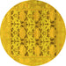 Round Oriental Yellow Traditional Rug, abs1198yw