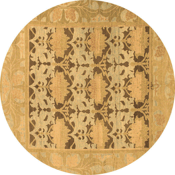 Round Machine Washable Oriental Brown Traditional Rug, wshabs1198brn