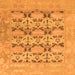 Square Machine Washable Oriental Orange Traditional Area Rugs, wshabs1198org