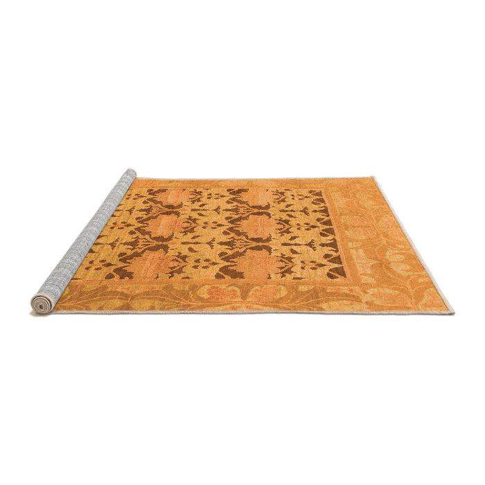Sideview of Machine Washable Oriental Orange Traditional Area Rugs, wshabs1198org