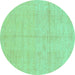 Round Abstract Turquoise Modern Rug, abs1199turq