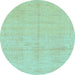 Round Abstract Light Blue Modern Rug, abs1199lblu