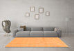 Machine Washable Abstract Orange Modern Area Rugs in a Living Room, wshabs1199org